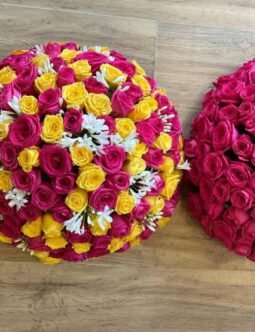 Pink and Yellow Roses and Red Roses