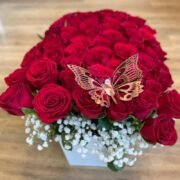 red roses and White flowers