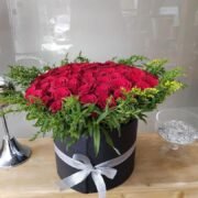 red rosses with box birthday